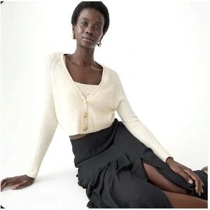 J. Crew Supersoft Cable Knit Cropped Wool Blend Sweater Size Medium